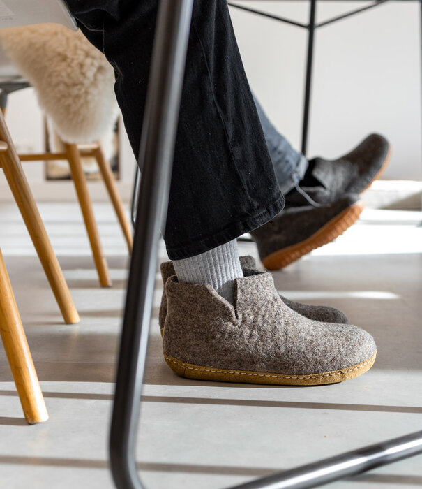 esgii Vilten Hoge Dames Pantoffel Jado - Sesam - Maat 36 t/m 41 - Zachte Zool