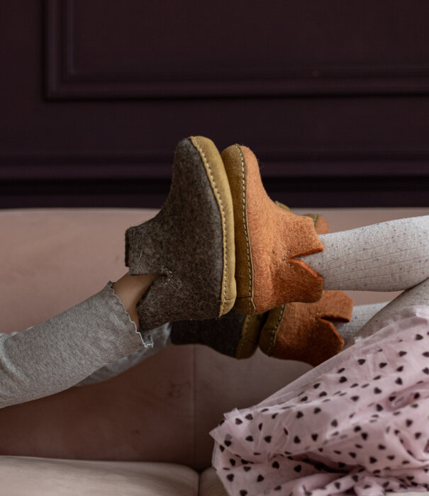 esgii Filz Hoher Kinder Hausschuh - Sonnenaufgang - Größe 24 bis 35 - Weiche Sohle