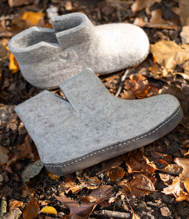 esgii Vilten Hoge Dames Pantoffel Jado - Lichtgrijs - Maat 36 t/m 41 - Zachte Zool