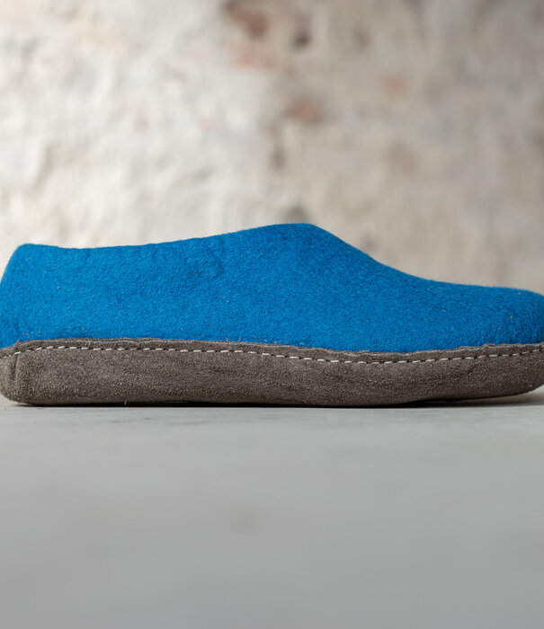 esgii Vilten Heren Pantoffel Ravi - Zeeblauw - Maat 42 t/m 46 - Zachte Zool