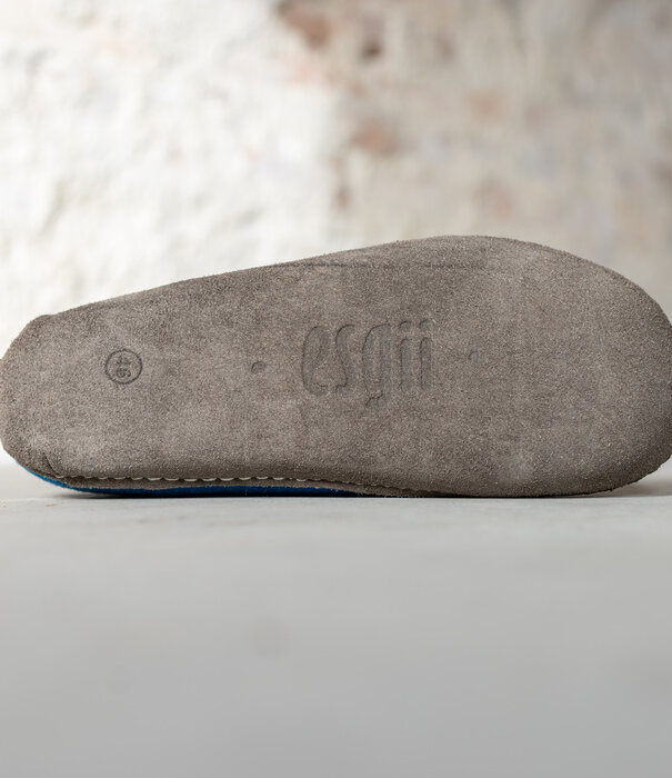 esgii Filz Herren Hausschuh Ravi - Seeblau - Größe 42 bis 46 - Weiche Sohle