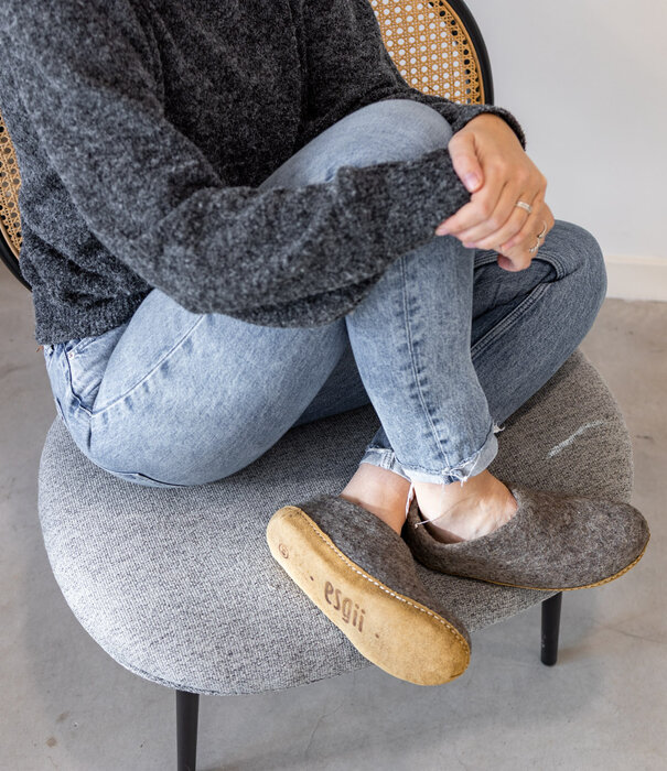 esgii Vilten Dames Pantoffel Ravi - Sesam - Maat 36 t/m 41 - Zachte Zool