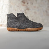 Filz Hoher Damen Hausschuh Jado - Dunkelgrau - Größe 36 bis 41 - Harte Sohle
