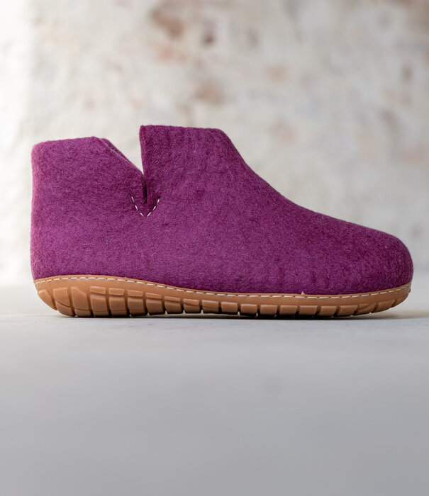 esgii Vilten Hoge Dames Pantoffel Jado - Bosbes - Maat 36 t/m 41 - Harde Zool