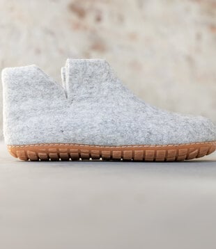 Hoher Herren Hausschuh Jado - Hellgrau - 42 bis 46 - Harte Sohle