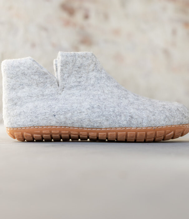 esgii Vilten Hoge Heren Pantoffel Jado - Lichtgrijs - Maat 42 t/m 46 - Harde Zool