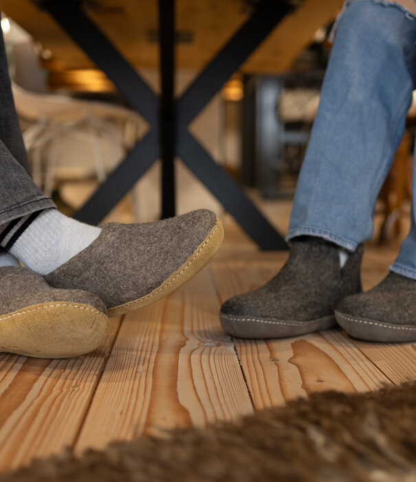 esgii Vilten Hoge Dames Pantoffel Jado - Donkergrijs - Maat 36 t/m 41 - Zachte Zool