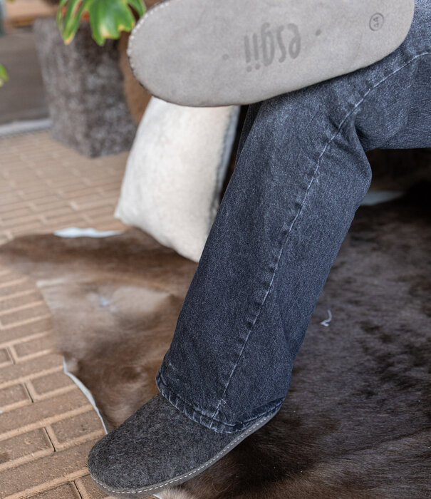 esgii Vilten Dames Instapper Una - Donkergrijs - Maat 36 t/m 41 - Zachte Zool