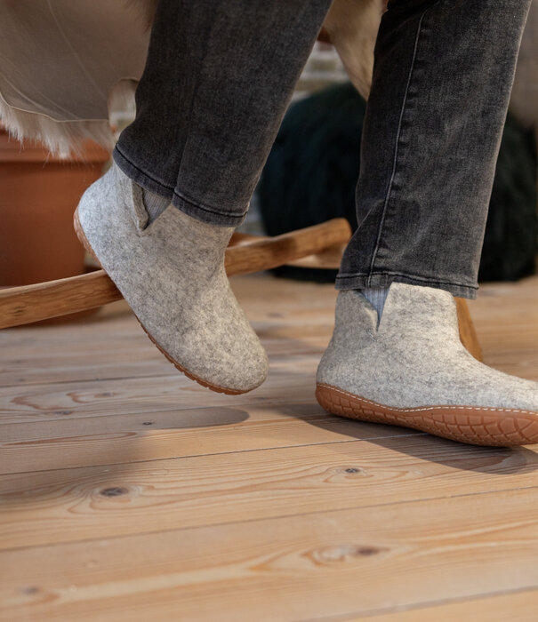 esgii Vilten Hoge Heren Pantoffel Jado - Lichtgrijs - Maat 42 t/m 46 - Harde Zool