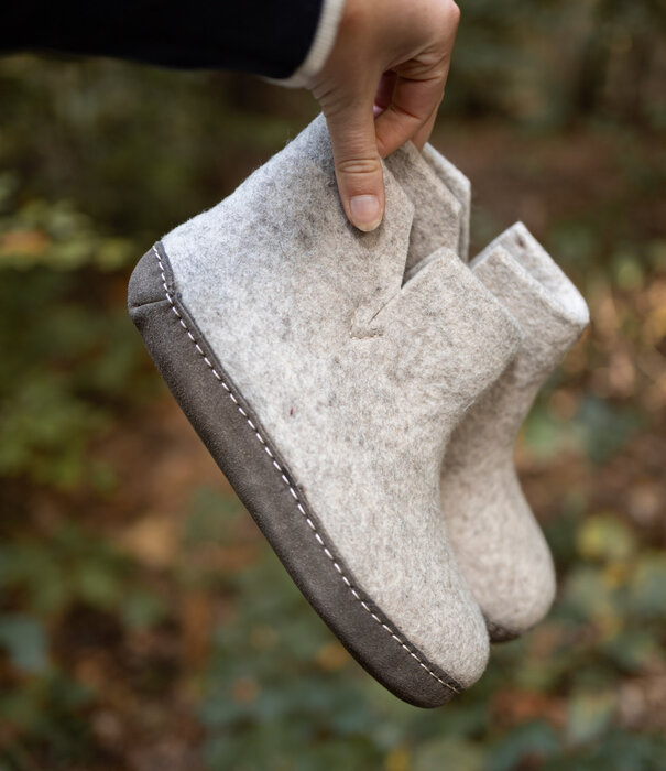 esgii Vilten Hoge Heren Pantoffel Jado - Lichtgrijs - Maat 42 t/m 46 - Zachte Zool