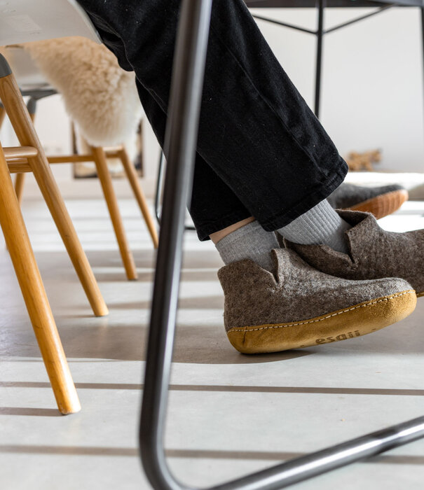 esgii Vilten Hoge Heren Pantoffel Jado - Sesam - Maat 42 t/m 46 - Zachte Zool