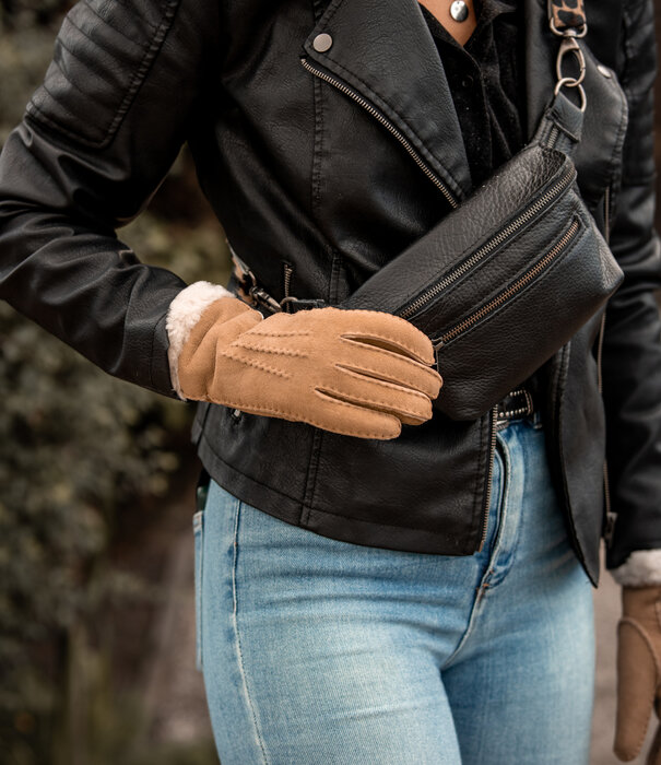 esgii Schapenvacht Handschoenen - Camel - Dames - 3 Maten