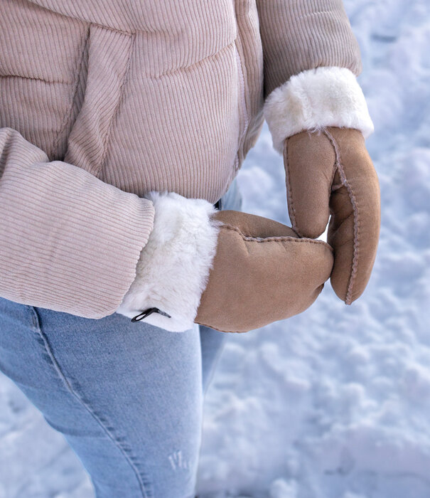 esgii Schapenvacht Wanten - Camel - Dames - 5 Maten