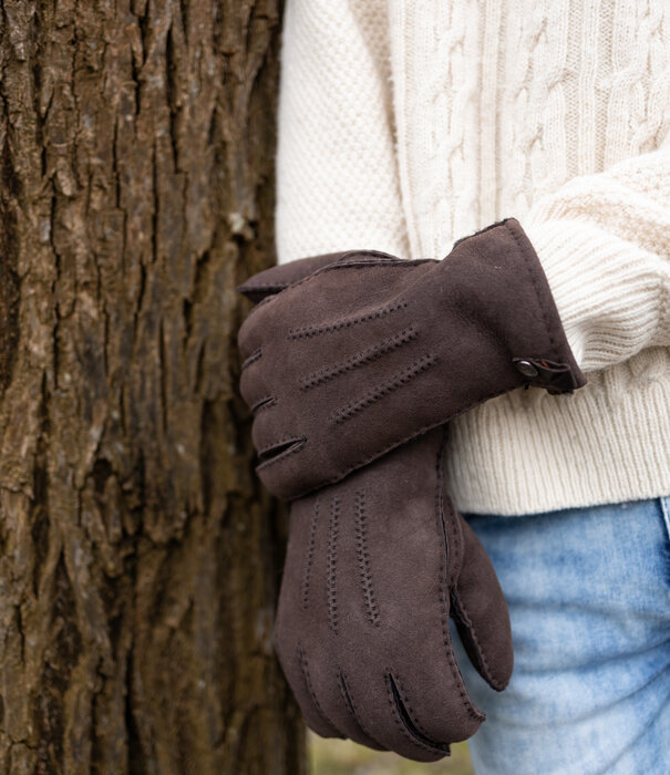 esgii Schapenvacht handschoenen - Bruin- Heren   - Maat: XL