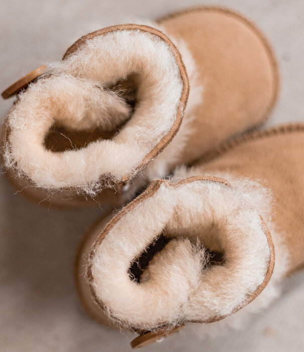 Van Buren sinds 1861 Schapenvacht babyslofjes -  Davin - Camel - 3 maten