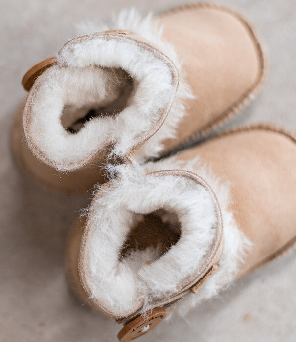 Van Buren sinds 1861 Schapenvacht babyslofjes - Davin - Offwhite - 3 maten