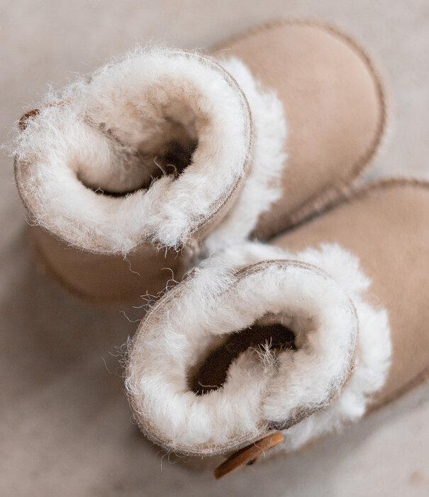 Van Buren sinds 1861 Schapenvacht babyslofjes -  Davin - Taupe - 3 maten