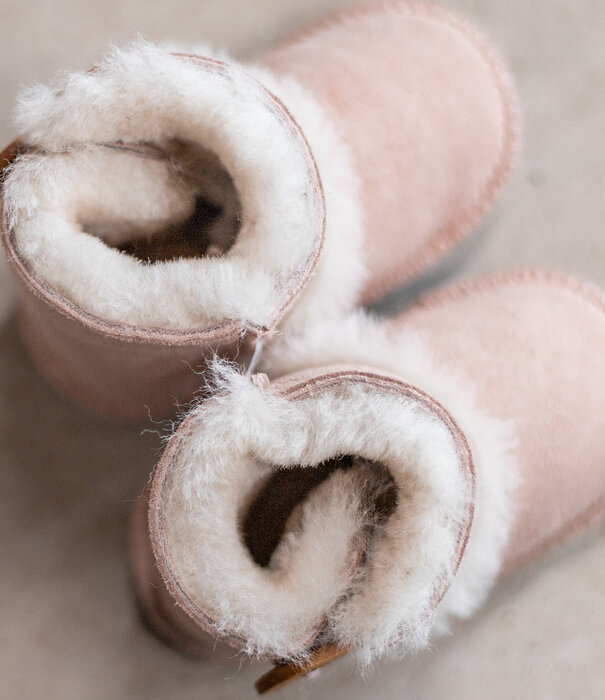 Van Buren sinds 1861 Schapenvacht babyslofjes -  Davin - Roze - 3 maten