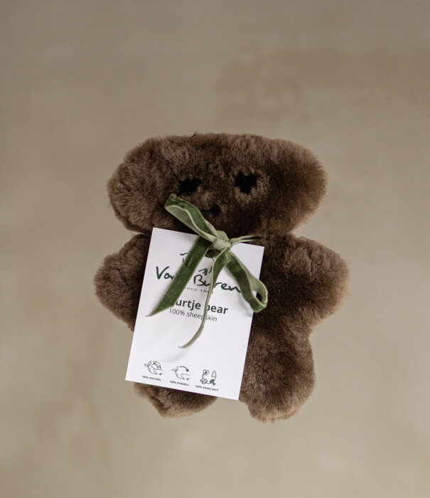 Van Buren sinds 1861 Buurtje Beer - Merino Schapenvacht Knuffel - Bruin - Klein
