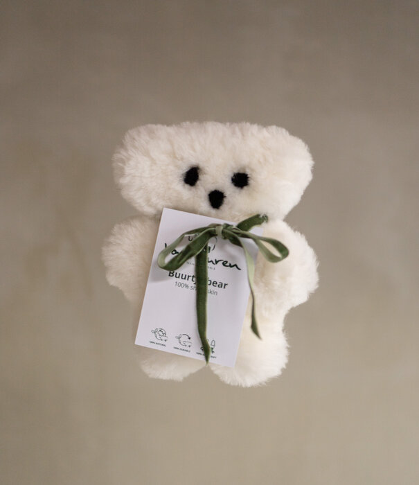 Van Buren sinds 1861 Buurtje Beer - Merino Schapenvacht Knuffel - Wit - Klein