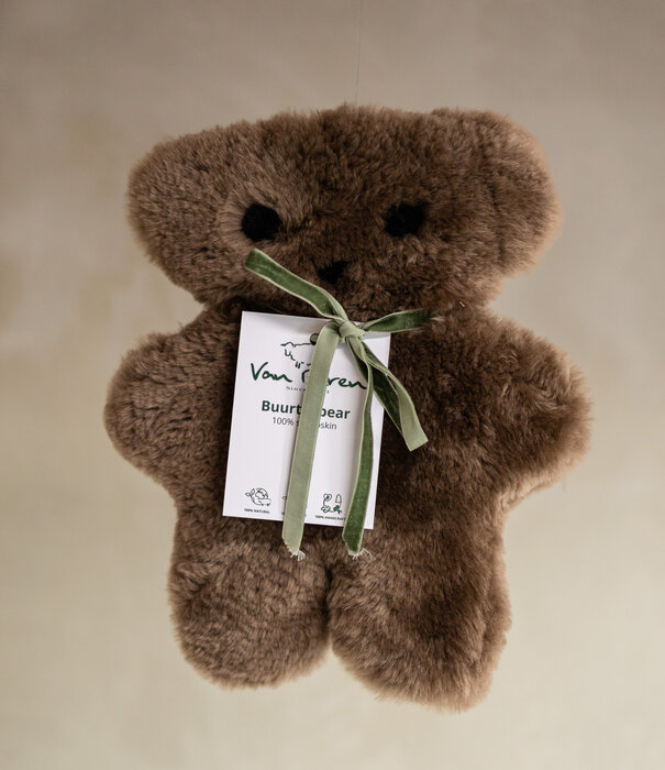 Van Buren sinds 1861 Buurtje Beer - Merino Schapenvacht Knuffel - Bruin - Groot