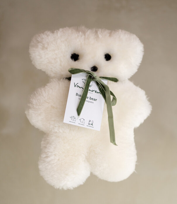 Van Buren sinds 1861 Buurtje Beer - Merino Schapenvacht Knuffel - Wit - Groot