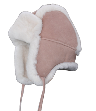 Schapenvacht baby & kinder muts - Roze