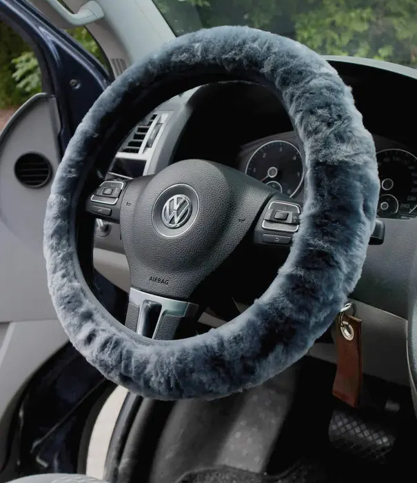 Van Buren sinds 1861 Schapenvacht Stuurhoes voor Auto - 4 kleuren - Grijs