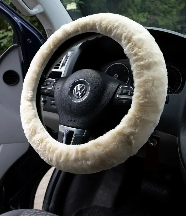 Van Buren sinds 1861 Schapenvacht Stuurhoes voor Auto - 4 kleuren - Beige