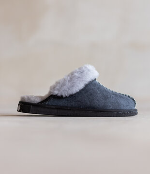 Lamsvacht Instap Dames Pantoffel Grijs