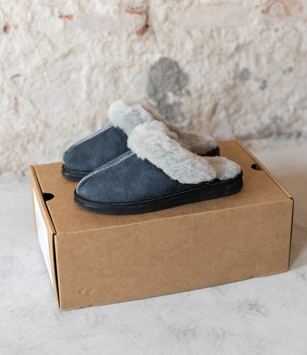 Van Buren sinds 1861 Lamsvacht Instap Dames Pantoffel Grijs - Maat 36 t/m 46