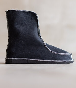 Lamsvacht Hoge Laars Pantoffel Grijs