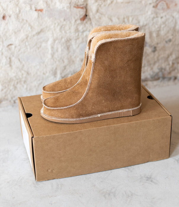 Van Buren sinds 1861 Lamsvacht Laars Pantoffels Camel - Hoog Model