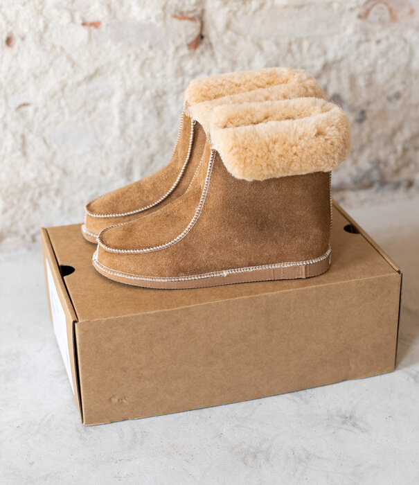 Van Buren sinds 1861 Lamsvacht Laars Pantoffels Camel - Hoog Model