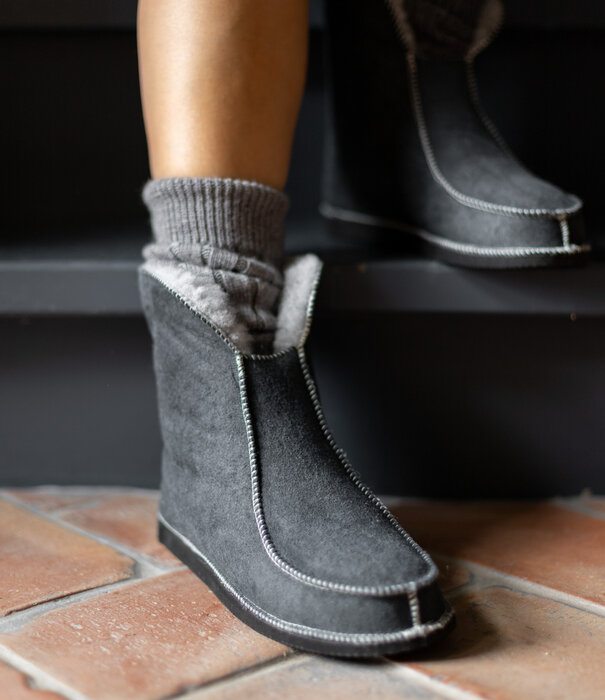 Van Buren sinds 1861 Lamsvacht Laars Pantoffels Grijs - Hoog Model