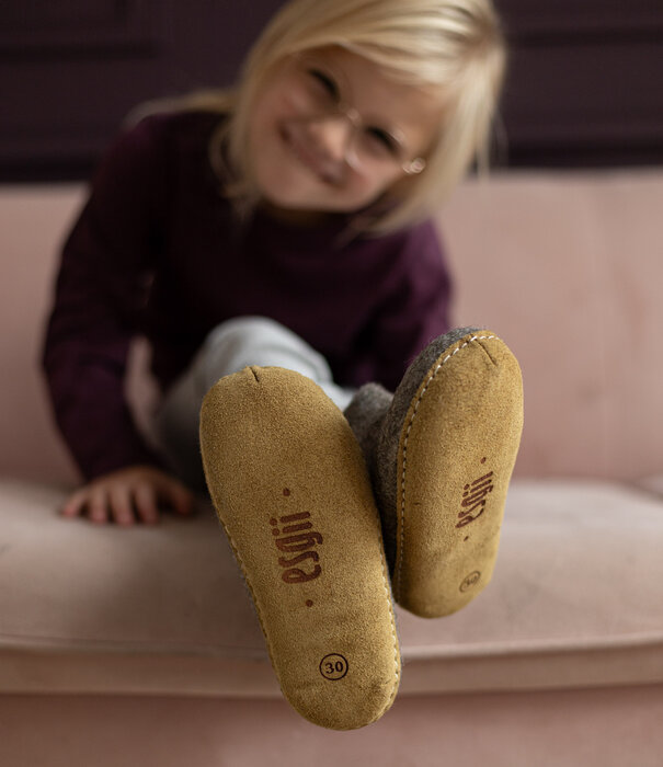 esgii Filz Hoher Kinder Hausschuh - Sesam - Größe 24 bis 35 - Weiche Sohle