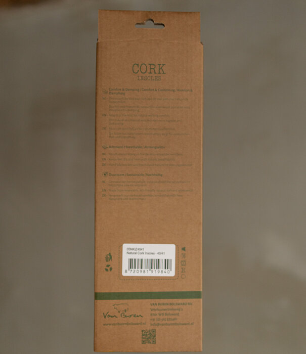 Van Buren sinds 1861 Naturkork Einlegesohlen – Größe 36 bis 47