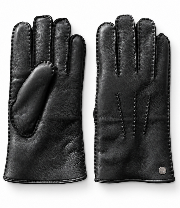 Van Buren sinds 1861 Hertenleren Handshoenen met Alpacavacht Voering - Zwart