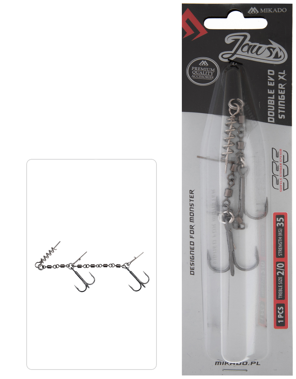 Mikado Jaws Double Evo Screw Stinger System mit Pin & Wirbel 10cm