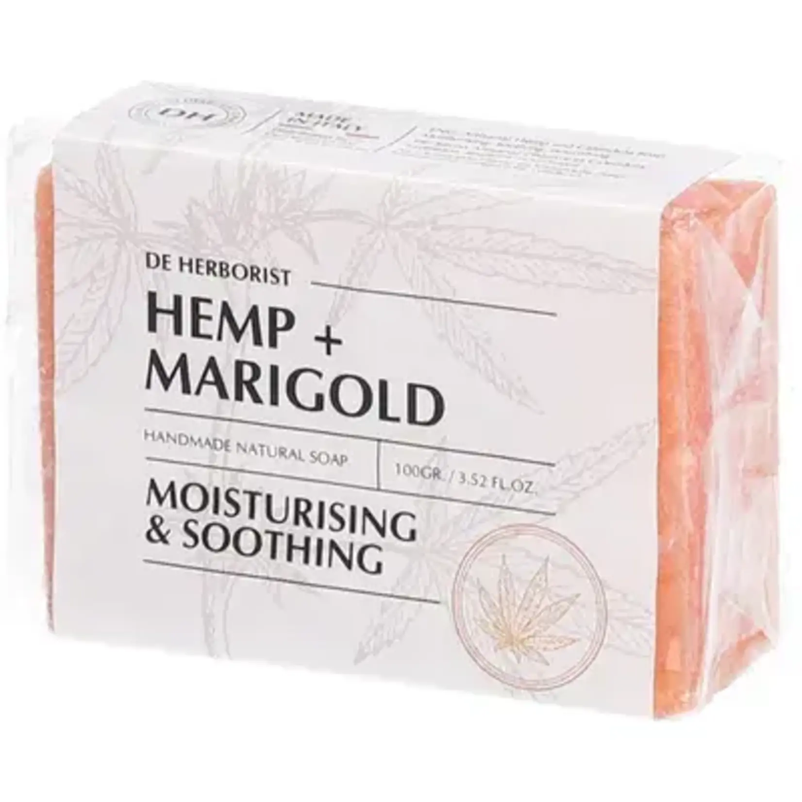 DE HERBORIST Natural Hemp Soap + Marigold | De Herborist | Verzachtende Zeep met Calendula & Hennep | 100% Natuurlijk