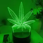 NO BRAND 3D Cannabis lamp multiple Colors