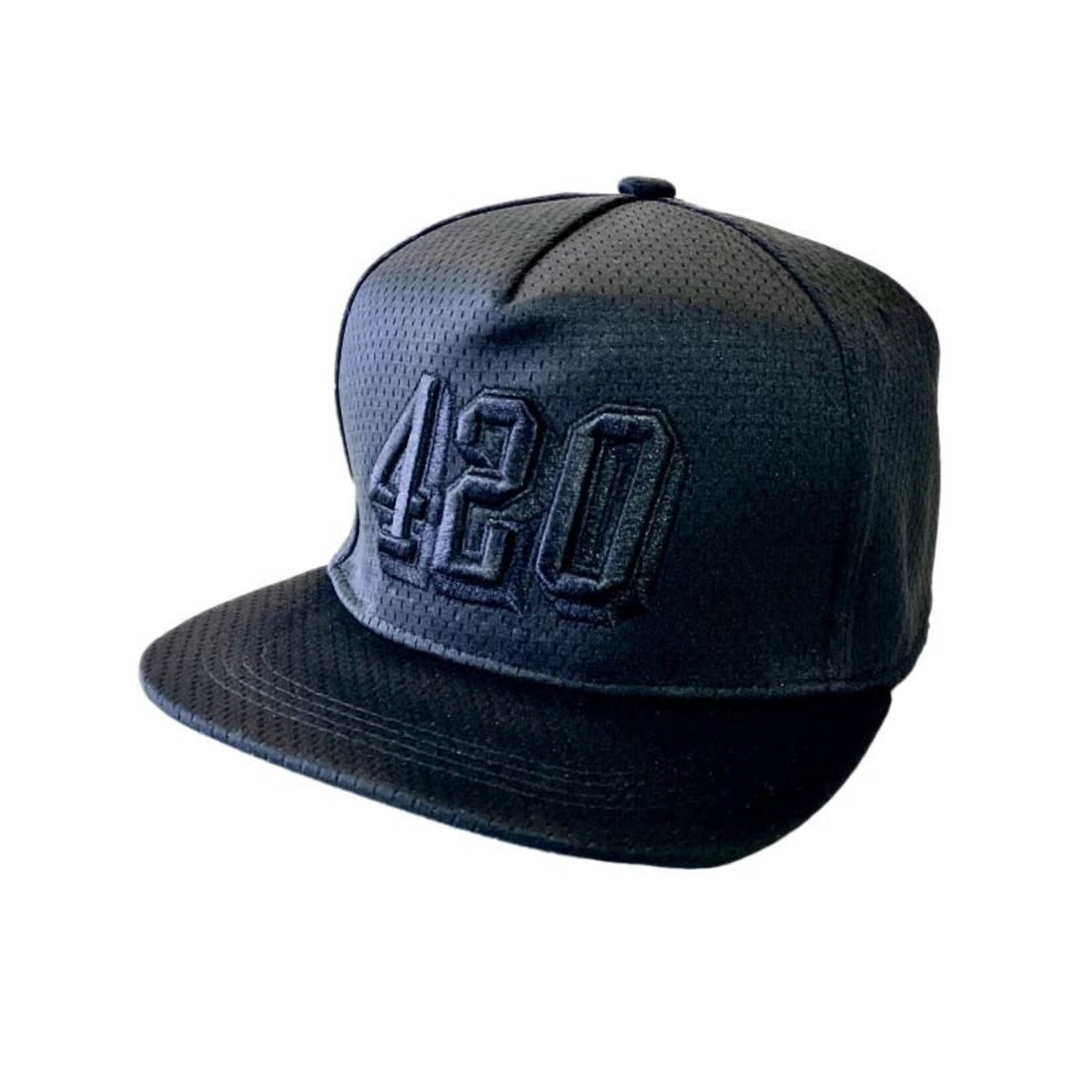 lack on Black | 420 Cap – Casquette Snapback Noire Minimaliste avec Logo 420 Ton sur Ton