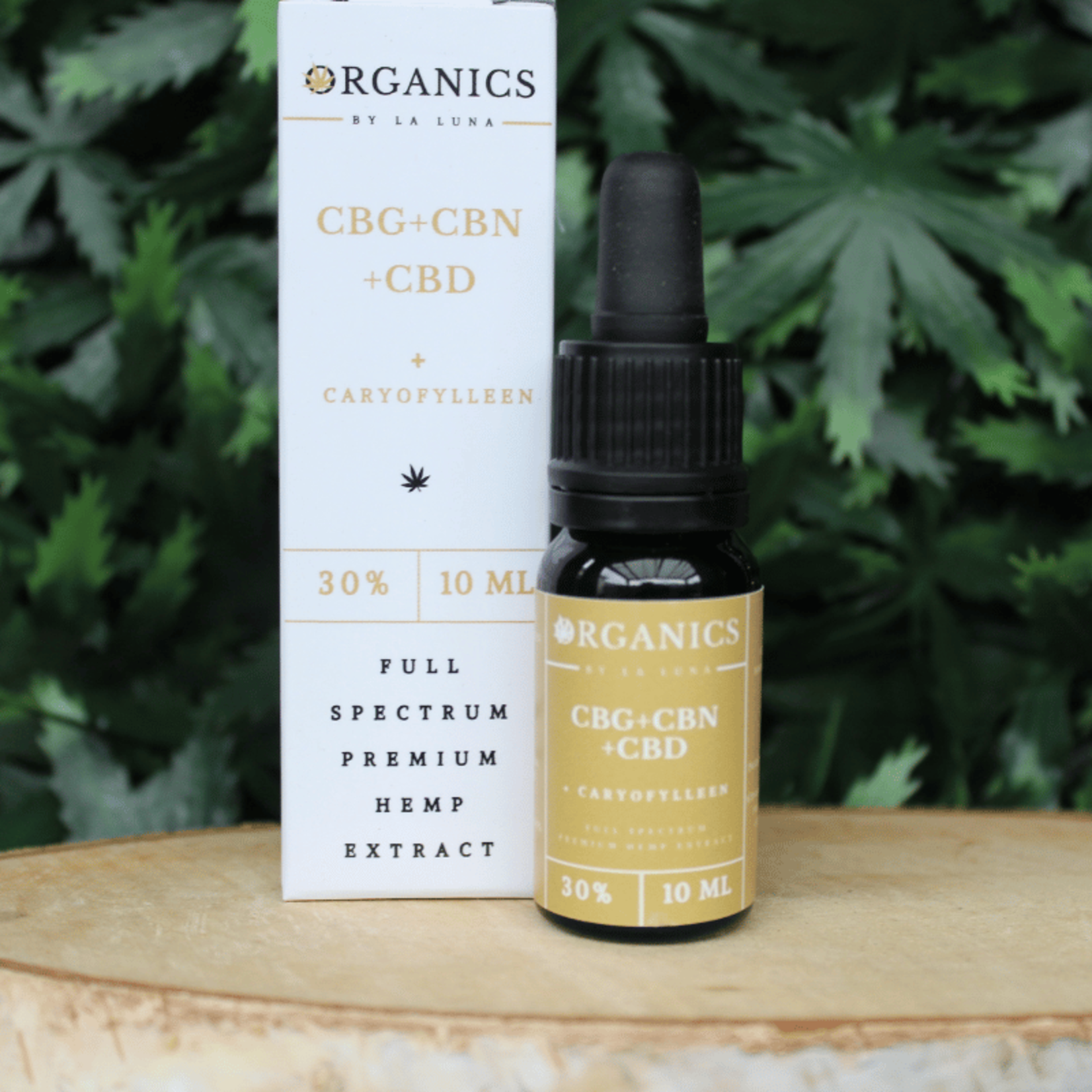 La Luna Organics Full-spectrum olie met 30% cannabinoïden en bèta-caryofylleen – 10 ml