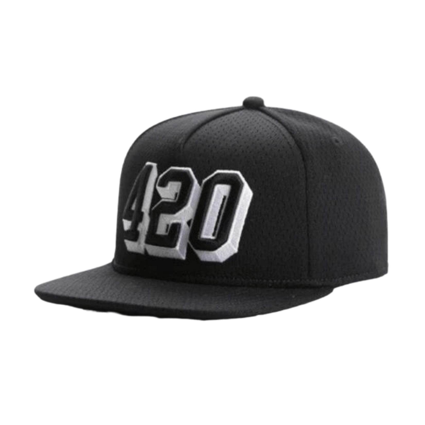 Black | 420 Cap – Klassieke Zwarte Snapback met Wit 420 Logo