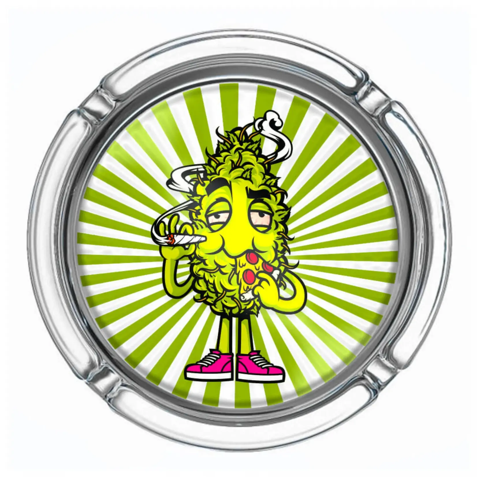BEST BUDS Petit cendrier en verre avec illustration “Bud mange une pizza” – BEST BUDS