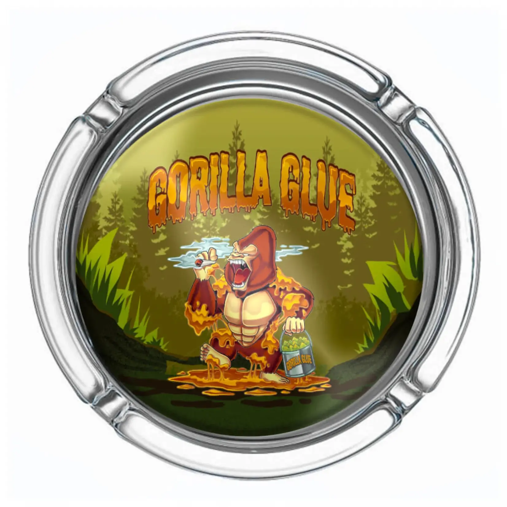 BEST BUDS Small glass ashtray with Gorilla Glue cartoon design – BEST BUDS
