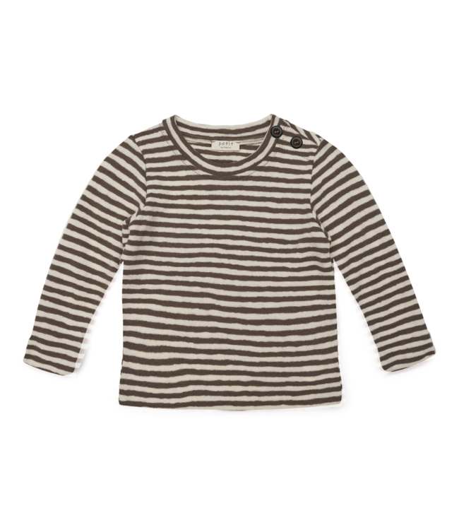 Petit by basics baby longsleeve luca stripes raw white/earth