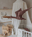 Love me decoration linnen ooievaar met kroon sand pink