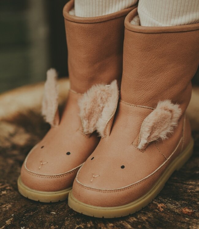 wadudu exclusive fluffy bunny boots hazelnut leather