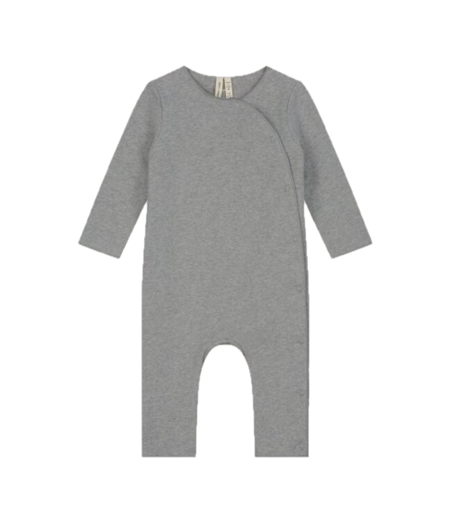 Gray label baby onesie with snaps grey melange